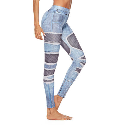 Ripped Denim Hip Lift Yoga Pants