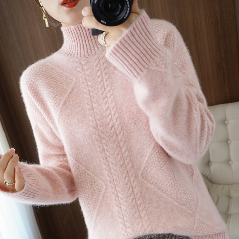 New Style High Neck Ladies Cashmere Sweater Fashion Loose — изображение 3