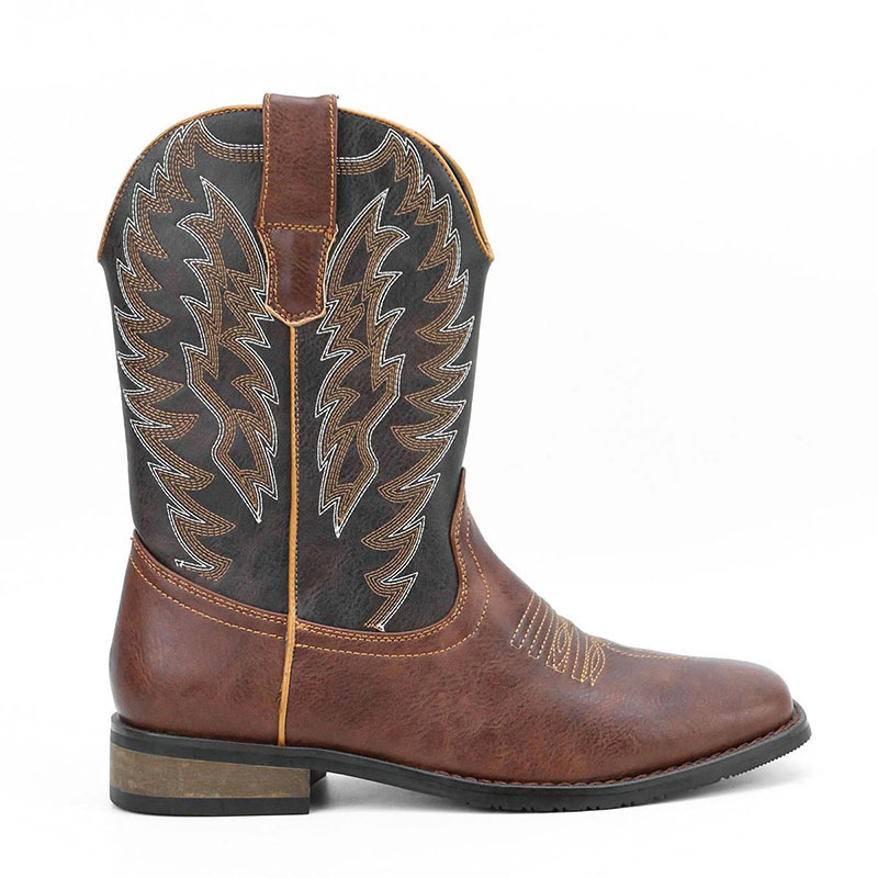 Western Denim Square Toe Motorcycle Men's Boots - Image 5
