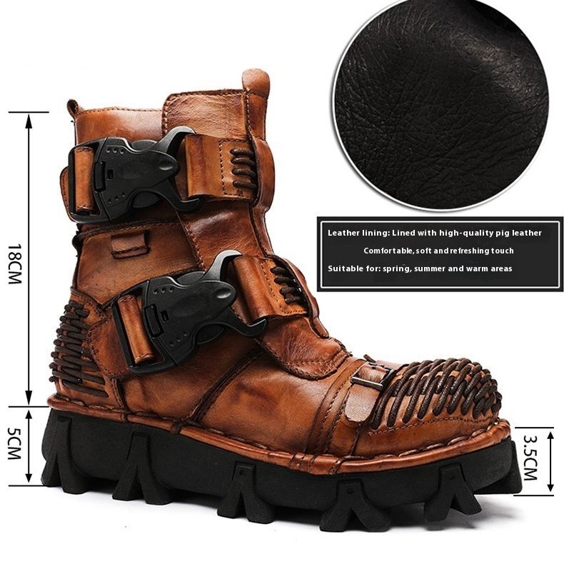 Cowhide Motorcycle Shoes Workwear Men's Boots — изображение 9