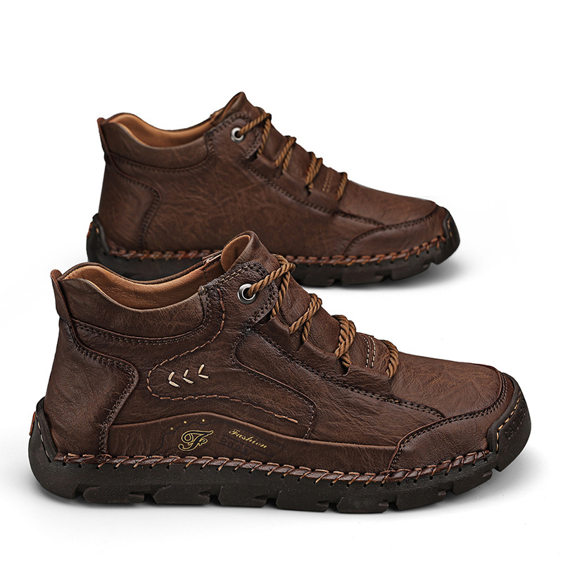 Men's Casual High Top Cotton Padded Warm Handmade Boots - Image 5