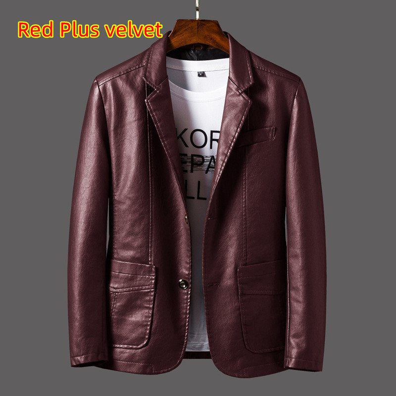 Leather Men's Autumn And Winter Jacket Thin Lapel - Image 8