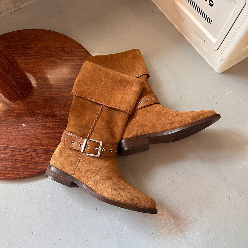 Western Denim British Style Knight Boots Leisure - Image 4