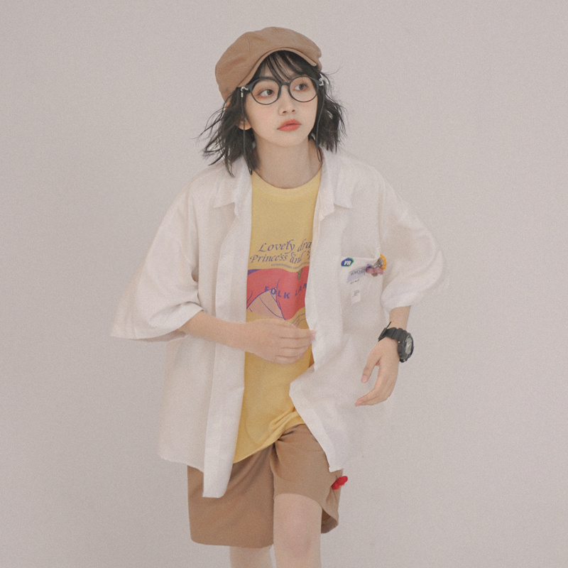 Women's Summer Letter Printed Short Sleeved Shirt