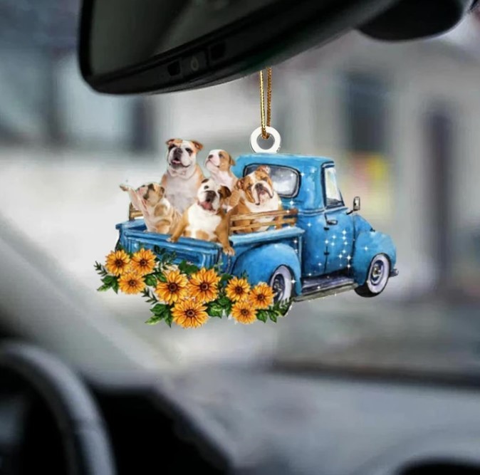 Hot Sale Happy Puppy Sunflower Truck Acrylic Car Pendant Hanging Ornament Interior Decor For Vehicle Interior Decoration - Image 6