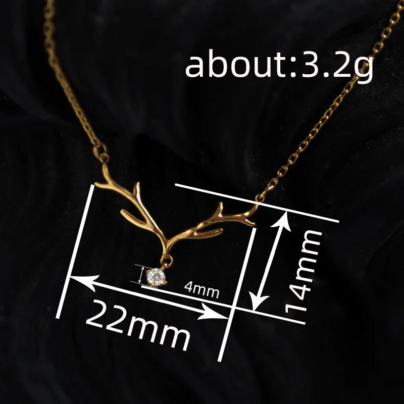 Simple Large Antlers Pendant Necklace - Image 4