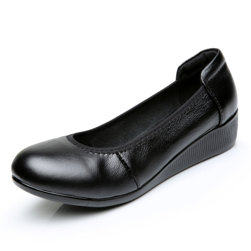 Authentic Leather Work Shoes Women's Black Non-slip Flat Work Leather Shoes - Image 6