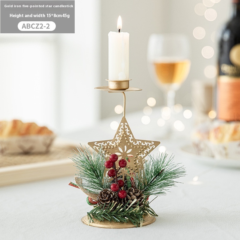 Christmas Candlestick Golden Wrought Iron Window Decoration – Bild 6