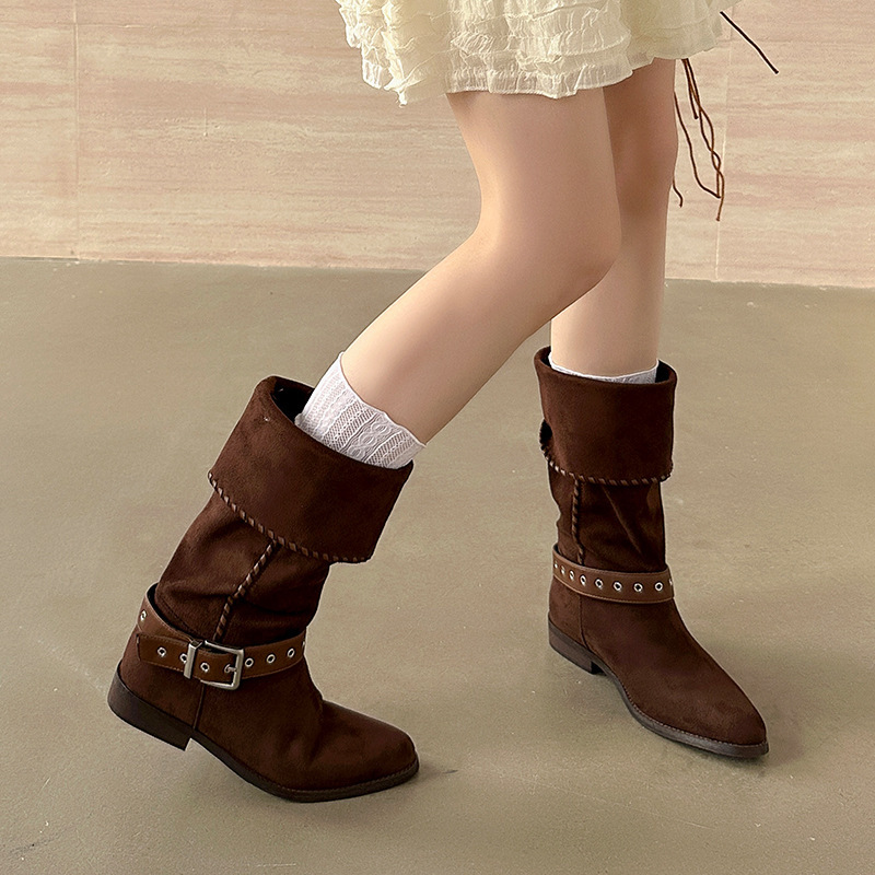 Western Denim British Style Knight Boots Leisure - Image 6