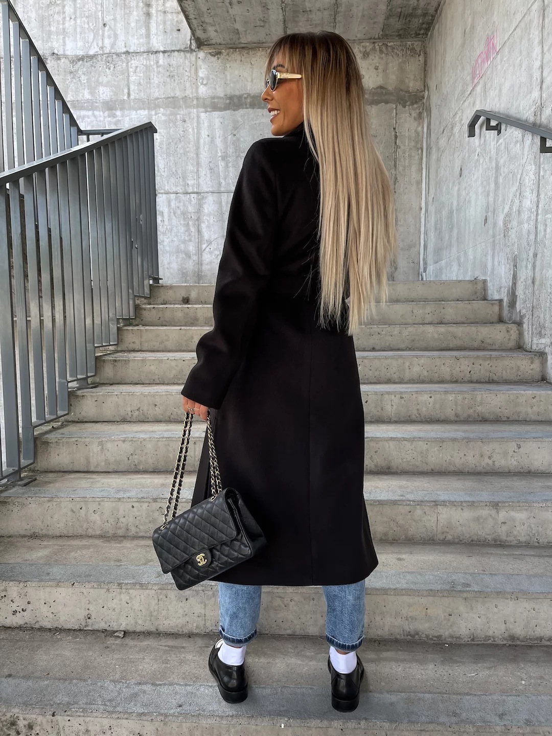 Double-breasted Lapel Split Jacket With Belt Winter Fashion Casual Long Sleeve Button Daily Coats For Women Clothing – Bild 2