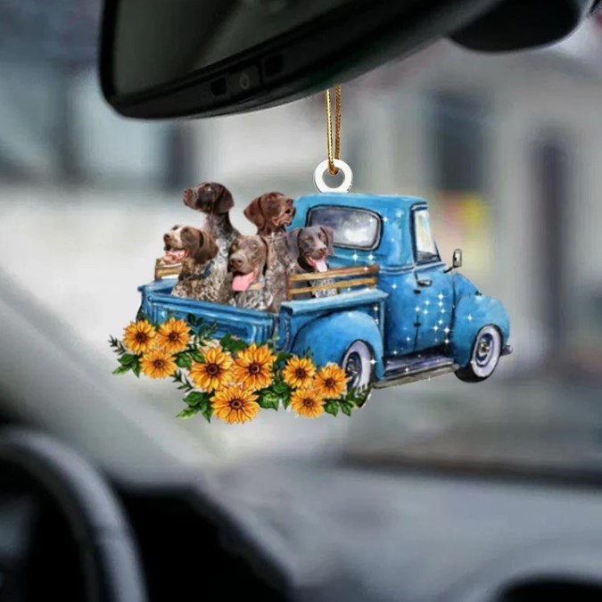 Hot Sale Happy Puppy Sunflower Truck Acrylic Car Pendant Hanging Ornament Interior Decor For Vehicle Interior Decoration - Image 5