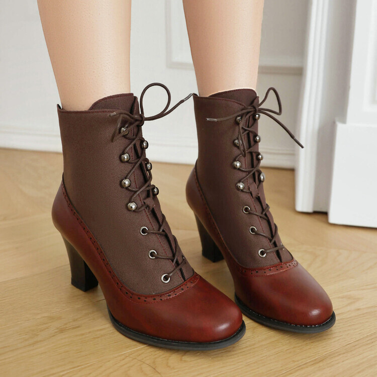 Retro British Style Cone-shaped Heel Martin Boots - Image 2