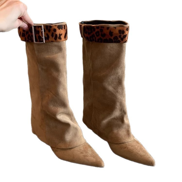 Retro Western Slimming Belt Buckle Middle Boots – Bild 5