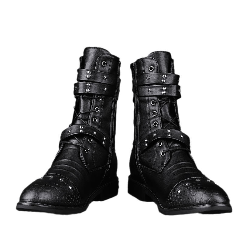 Middle Tube Leather Boots Ceremonial Motorcycle Men's Martin Performance - Image 3