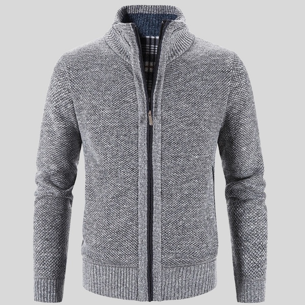 Men's Solid Color Stand Collar Cardigan Jacket - Image 7
