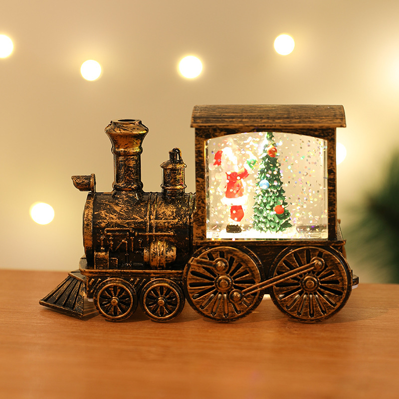 New Christmas Decoration Santa Claus Water Injection Brush Gold Train Decoration Small Night Lamp Christmas Gift - Image 10