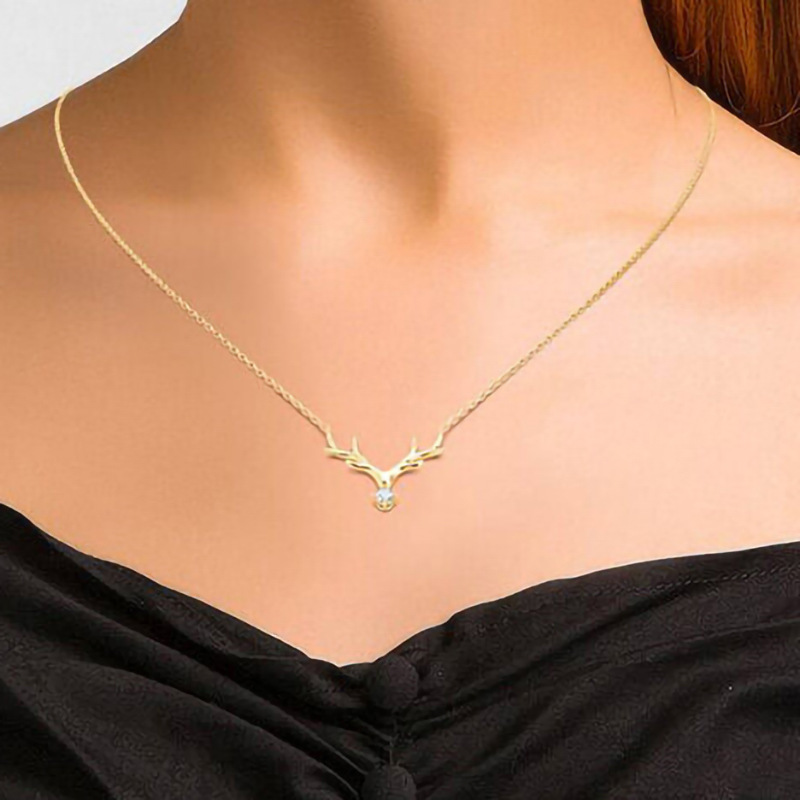 Simple Large Antlers Pendant Necklace - Image 3