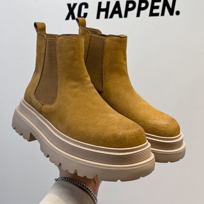 Chelsea Men's Low-top Smoke Pipe Platform Martin Boots