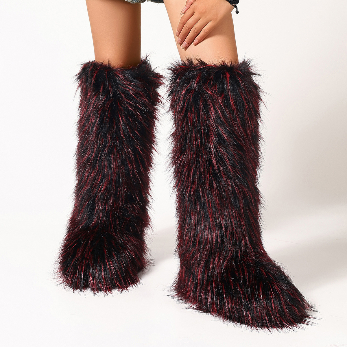Flat Heel High-top Warm Winter Long Tube Fur Boots - Image 8