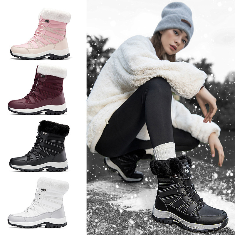 Winter Fleece-lined Thicker Non-slip Cotton-padded Shoes Outdoor Middle Boots - Image 2