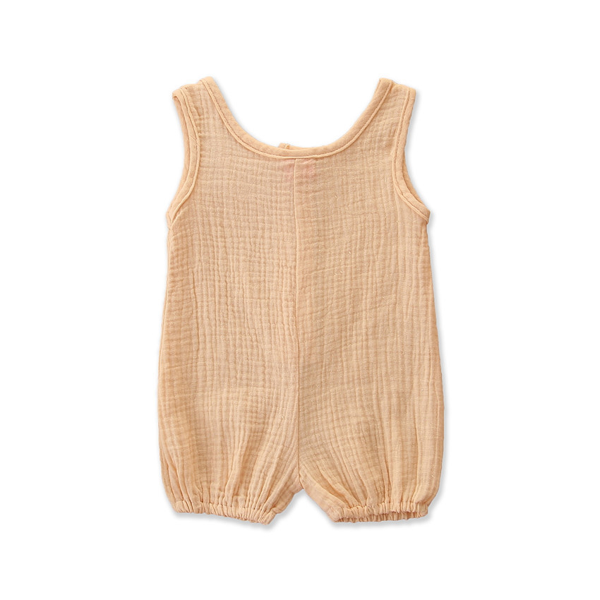 Baby Rompers Sleeveless Solid Color Cotton And Linen Rompers Baby Rompers — изображение 2