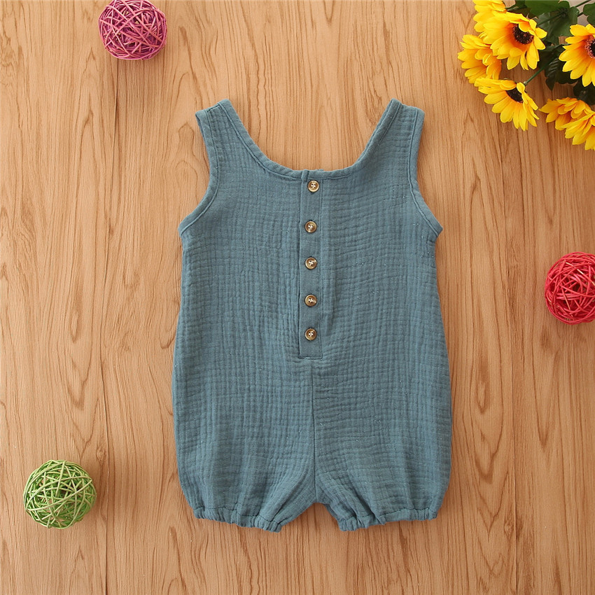 Baby Rompers Sleeveless Solid Color Cotton And Linen Rompers Baby Rompers — изображение 4