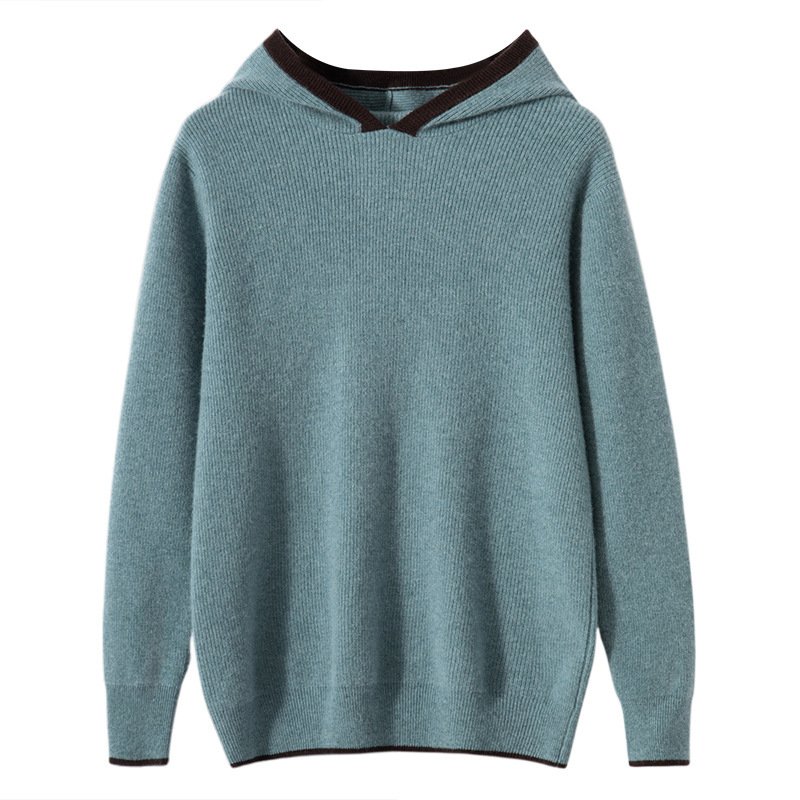 Men's Loose Ingot Needle Contrast Color Cashmere Sweater - Image 4