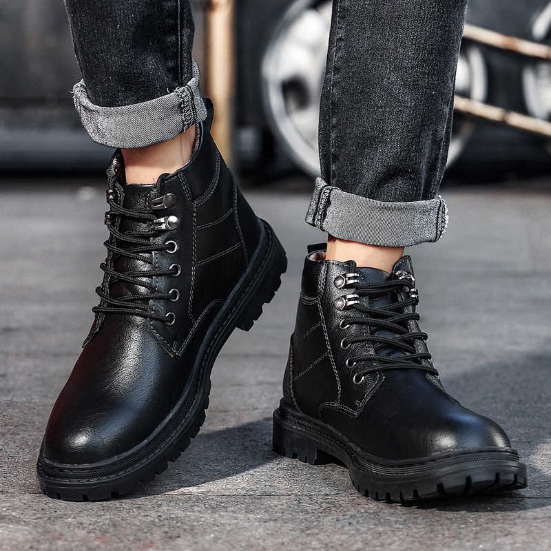 Men's Autumn Leisure Tooling Middle Tube Non-slip Wear-resistant Leather Boots – Bild 9