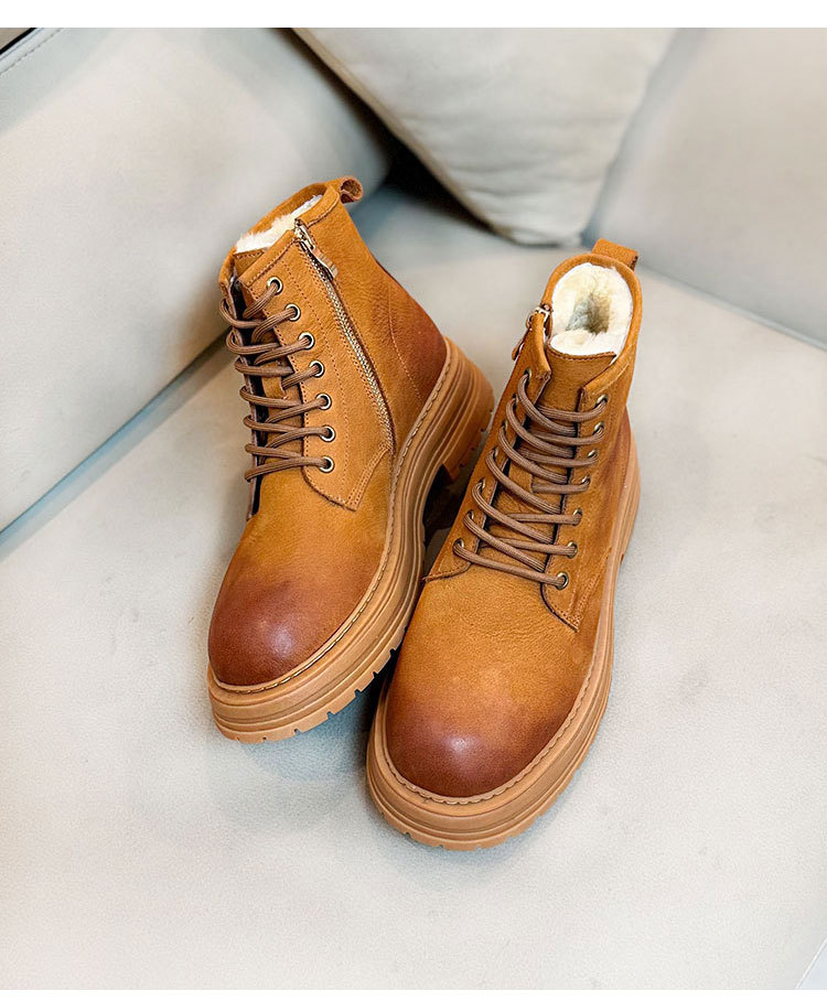 Sheepskin Fur Snow Boots Men's Thick Bottom Non-slip Dr Martens Boots - Image 6