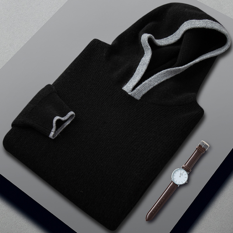 Men's Loose Ingot Needle Contrast Color Cashmere Sweater - Image 5