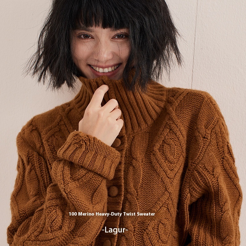 Heavy Industry Sweater Thickening Cardigan Idle Style Soft Glutinous Coat – Bild 4