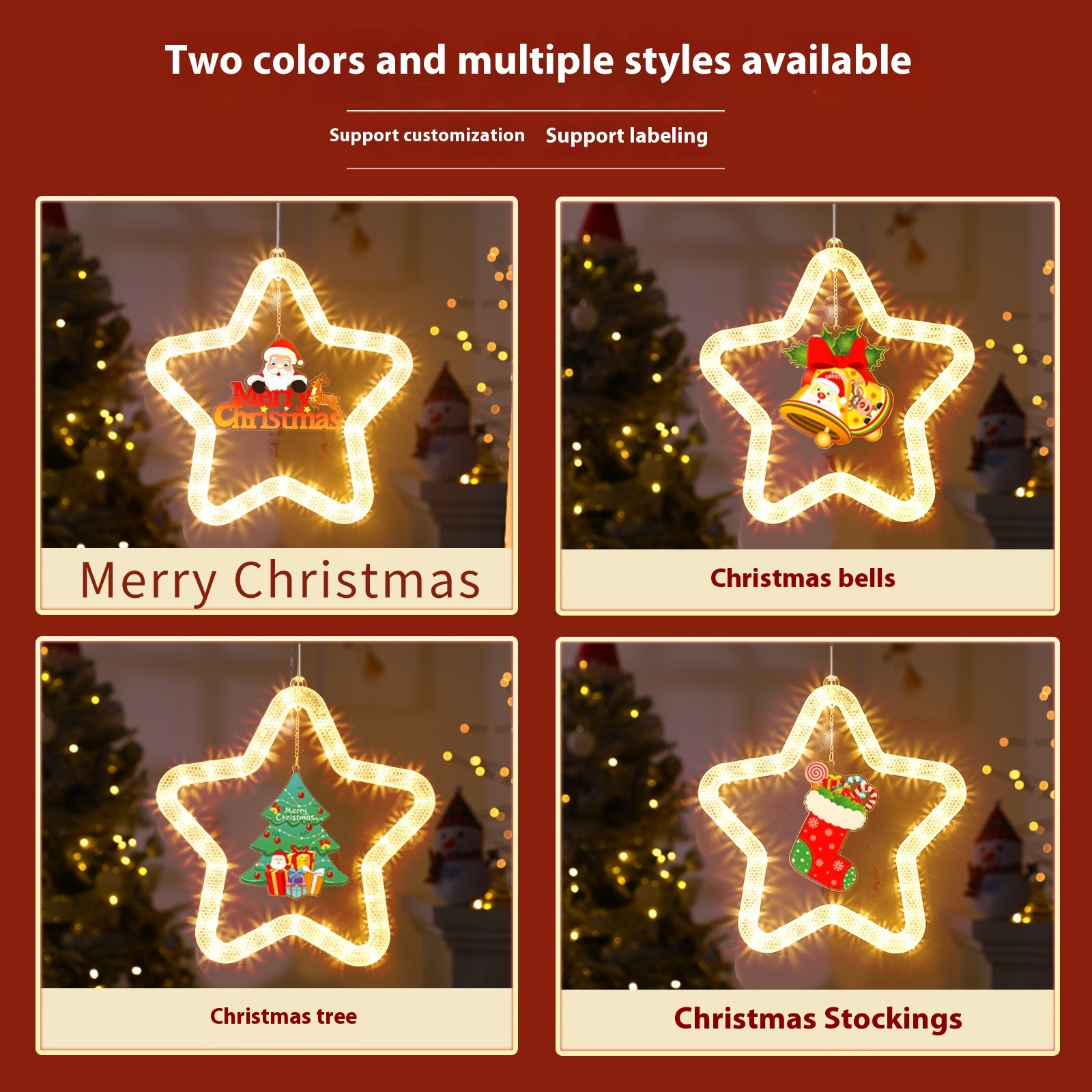 Christmas Pendant Decoration Christmas Atmosphere Led Lights Led Christmas Star Light Decoration For Window Door For Holiday - Image 4