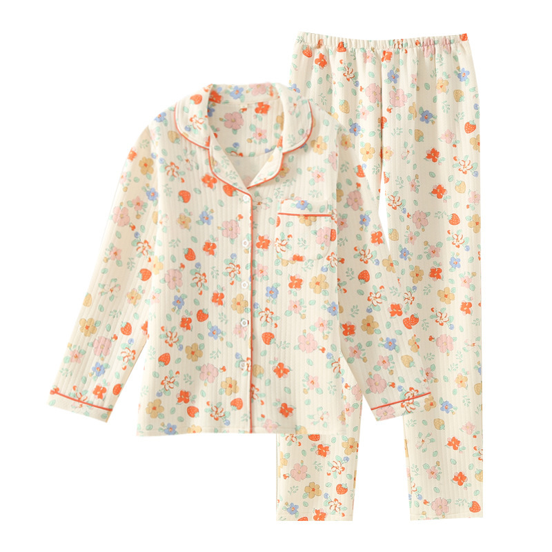 Pajamas New Quilted Three-layer Warm Women's Loose Lapels Homewear - Image 3