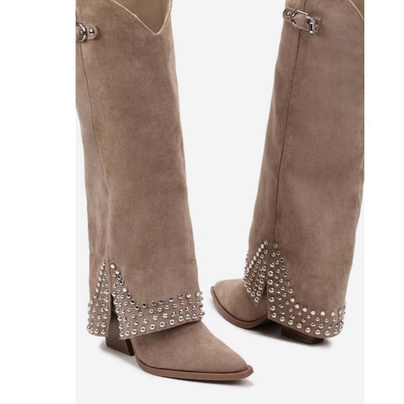 Women's Frosted Rivet Pantyhose Boots - Image 3