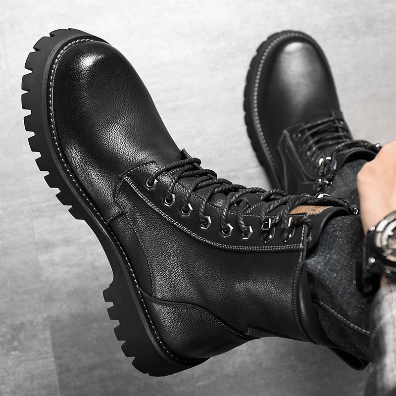 Worker Boot High Top British Style Thick Bottom Fleece-lined - Image 3