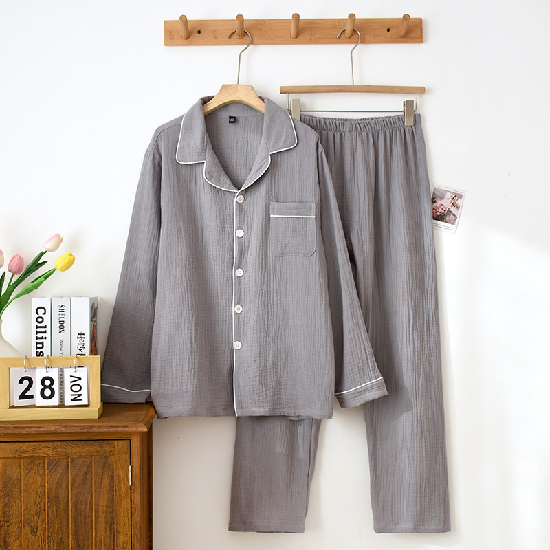 Long Sleeve Pajamas Men's And Women's Cotton Loose Outfit - Image 5