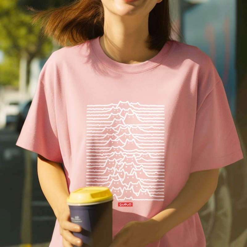 Cartoon Pure Cotton Trendy Summer Travel Mountain Cat Line Short Sleeve – Bild 2