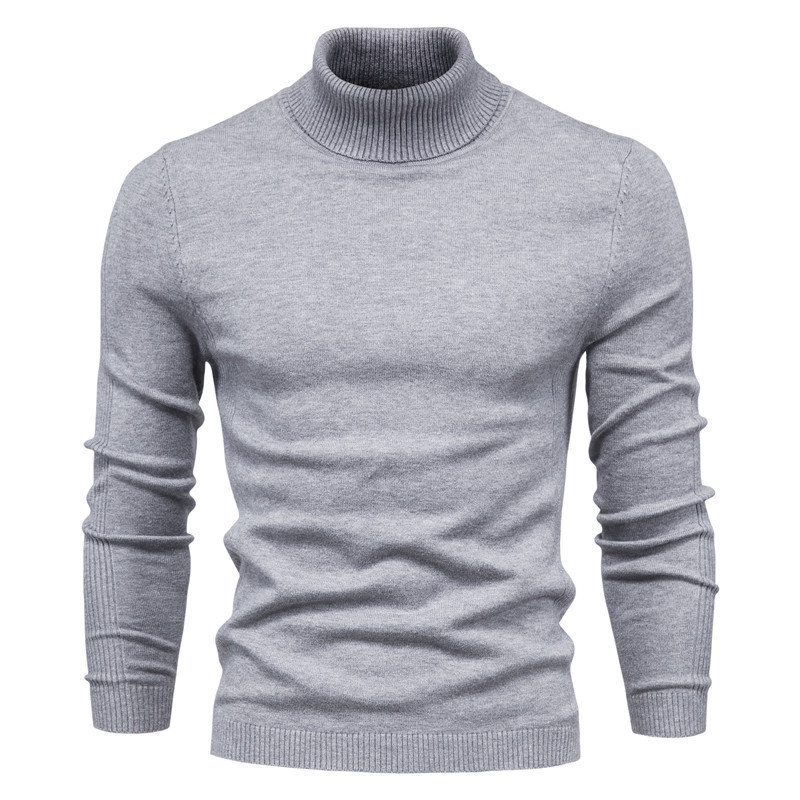 Winter Turtleneck Sweater Fashion Slim Fit Solid Color Pullover Knitted Top Men's Clothing – Bild 3