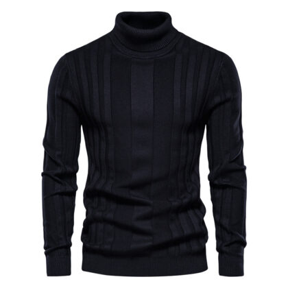 Men's Turtleneck Sweater Casual Knit Solid Color Pullover