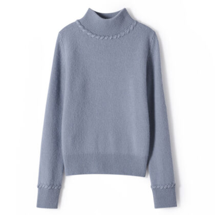 Autumn And Winter Half High Neck Cashmere  Women's Wild Thin Loose Long-sleeved Sweater