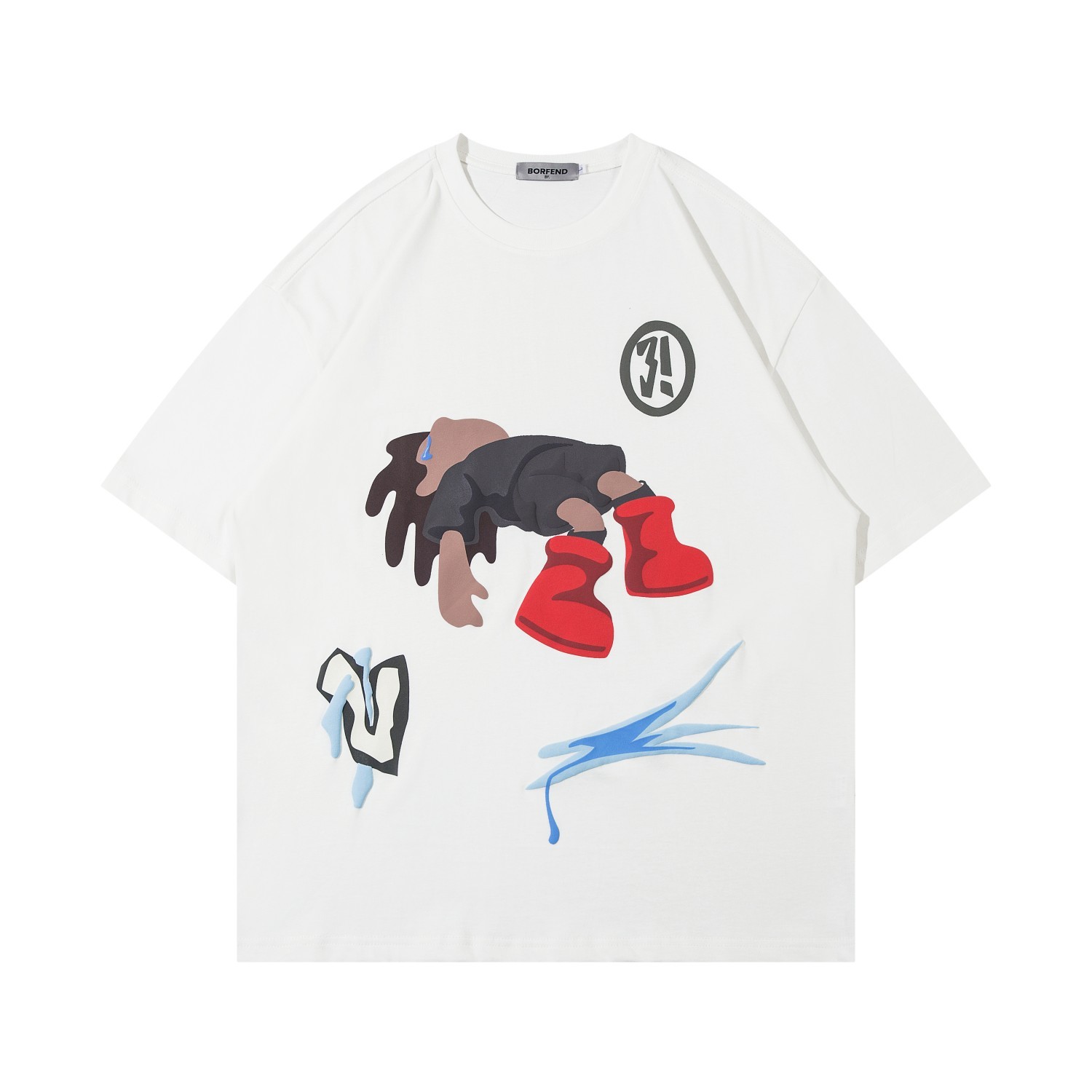 American Street Cotton Graffiti Style Printed Couple Round Neck Short Sleeve T-shirt – Bild 5