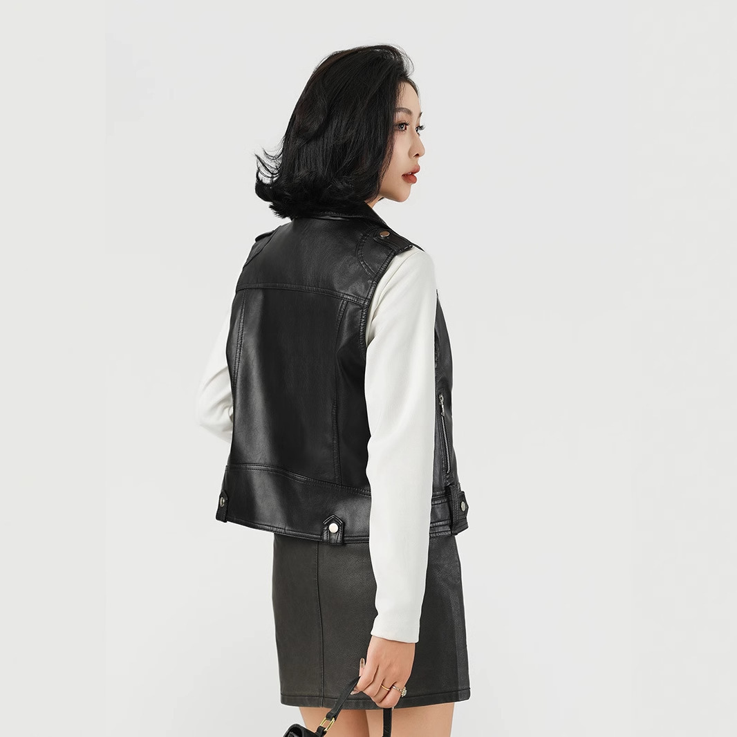 Versatile Fashion Suit Lapel Leather Waistcoat - Image 3