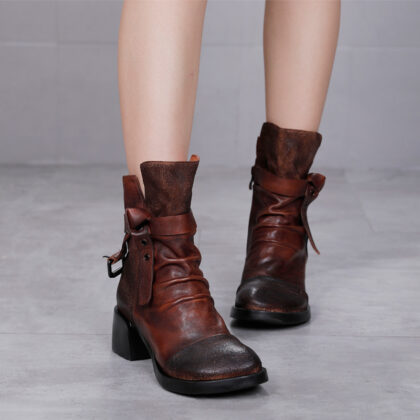 Fashion Personality Women's Retro Chunky Heel Ankle Boots