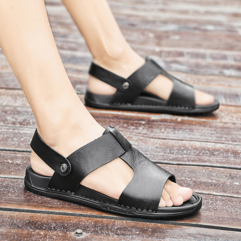 Summer Men's Leather Sandals Plus Size Roman Beach Shoes – Bild 2