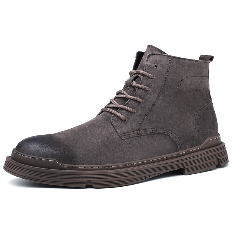 Round Toe Top Layer Cowhide Casual Men's Leather Boots - Image 7