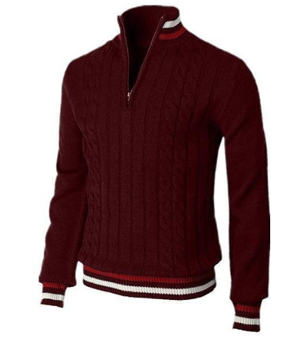 Spring And Autumn New Color Blocked High Necked Knitted Shirt - Image 3