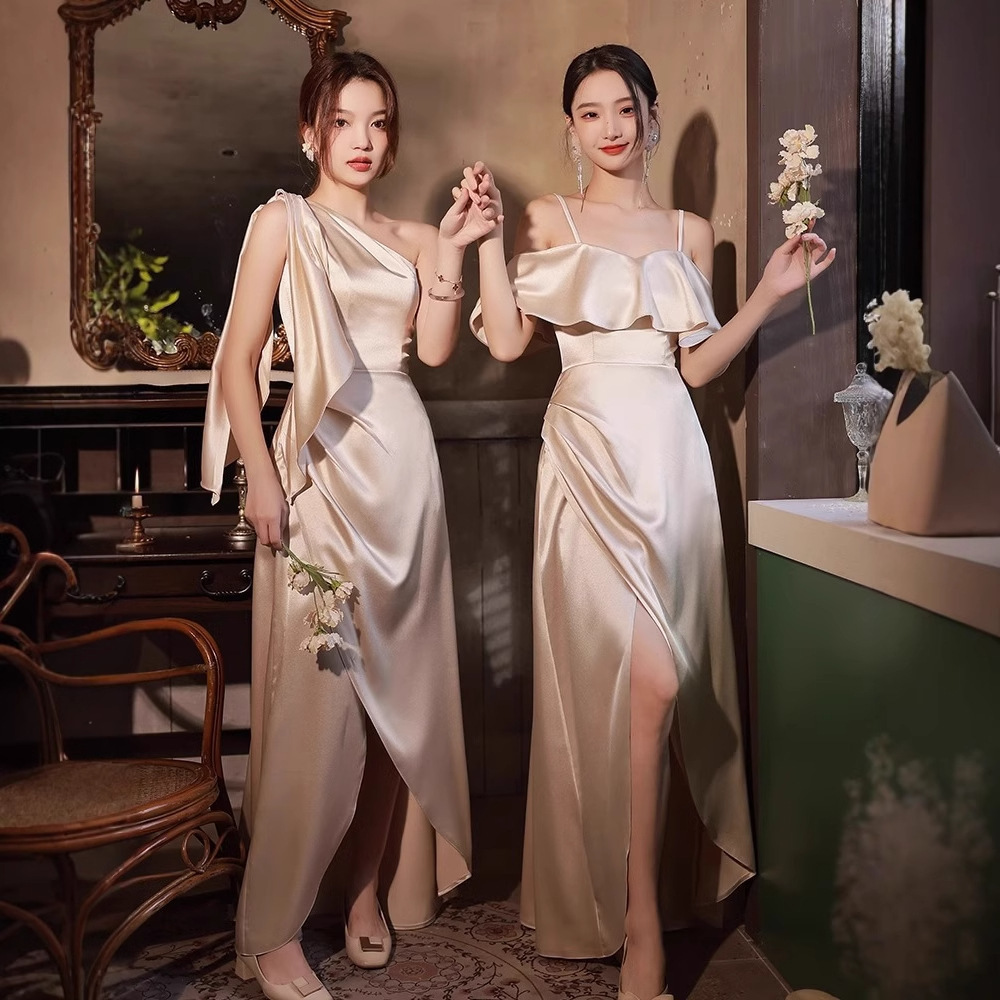 Simple And Light Luxury Satin Sisters Group Party Formal Dress – Bild 5