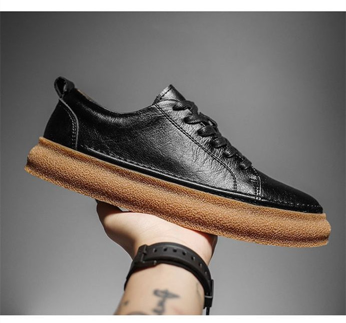 Casual Breathable Versatile And Trendy British Leather Board Shoes - Image 3