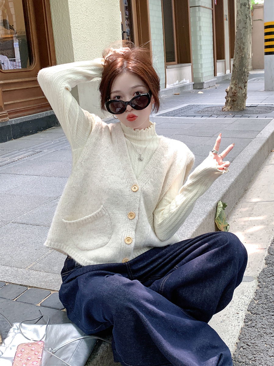 Winter New Korean Knitted Cardigan Vest Women's Vest - Image 7
