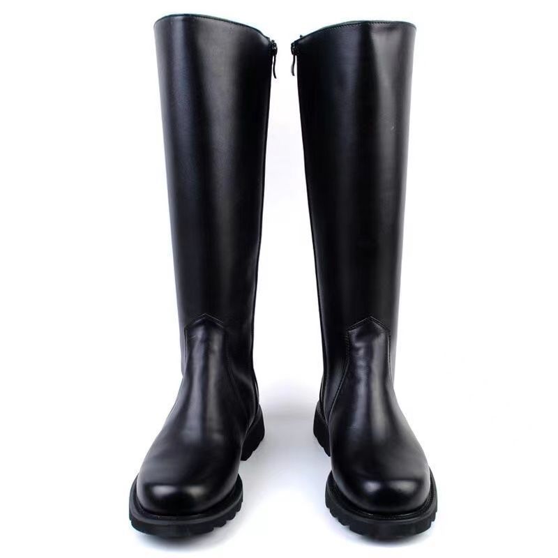 Men's Solid Color Minimalist Leather Long Boots - Image 6